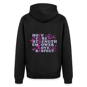 Epilepsy Awareness Month - Unisex Premium Organic Zip Hoodie - black - Back - Nico (187cm)