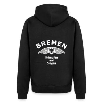 Die Bremer Fans - Unisex Premium Bio Zip Hoodie - Schwarz - Hinten - Nico (187cm)