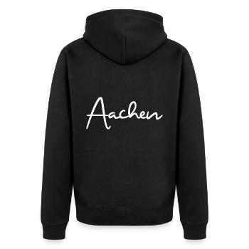 Aachen Stadt Rheinland - Unisex Premium Bio Zip Hoodie - Schwarz - Hinten - Nico (187cm)