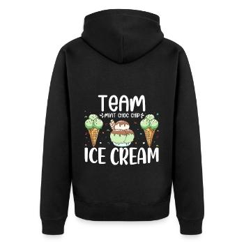 Team Mint Choc Crème glacée Cornet Crème glacée Crème glacée - Veste à capuche bio Premium Unisexe - noir - Dos - Nico (187cm)