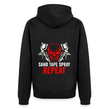 Autokarosserielackierer Autolackierer - Unisex Premium Bio Zip Hoodie - Schwarz - Hinten - Nico (187cm)