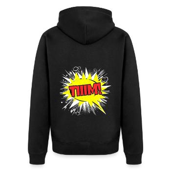 Tim Nom drôle bulle Tiiim ! - Veste à capuche bio Premium Unisexe - noir - Dos - Nico (187cm)