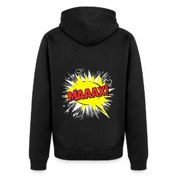 Max Name Funny Speech Bubble Maaax! - Unisex Premium Organic Zip Hoodie - black - Back - Nico (187cm)