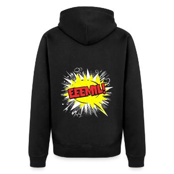 Emil nom drôle bulle de dialogue Eeemil ! - Veste à capuche bio Premium Unisexe - noir - Dos - Nico (187cm)