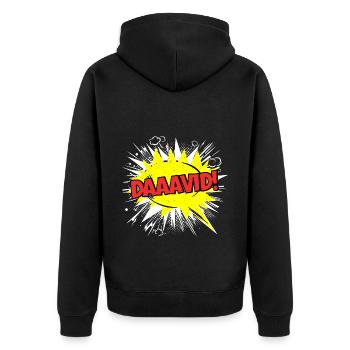 David Name Funny Speech Bubble Daaavid! - Unisex Premium Organic Zip Hoodie - black - Back - Nico (187cm)