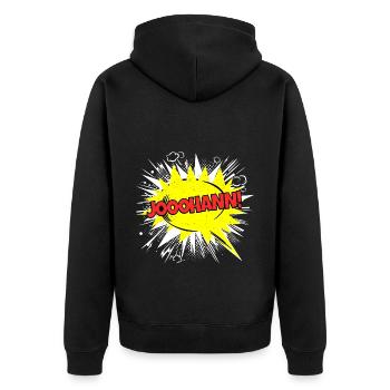 Johann nomme drôle de bulle Jooohann ! - Veste à capuche bio Premium Unisexe - noir - Dos - Nico (187cm)