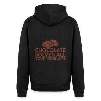 Chocolate Solves All Your Problems 3 - Unisex Premium Bio Zip Hoodie - Schwarz - Hinten - Nico (187cm)