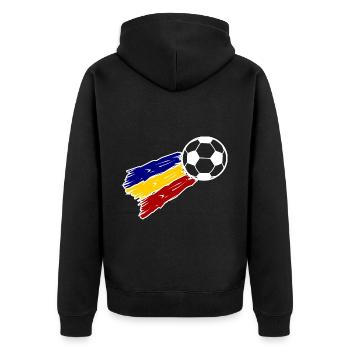 Sport und Ballfreunde Rumänien - Unisex Premium Bio Zip Hoodie - Schwarz - Hinten - Nico (187cm)