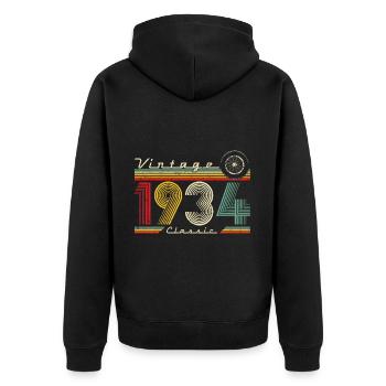 Januar 1934 geboren Geburtstag Mann Frau retro - Unisex Premium Bio Zip Hoodie - Schwarz - Hinten - Nico (187cm)