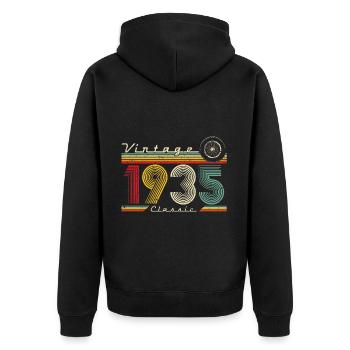 Vintage 1935 Geburtstag Retro Geschenk - Unisex Premium Bio Zip Hoodie - Schwarz - Hinten - Nico (187cm)