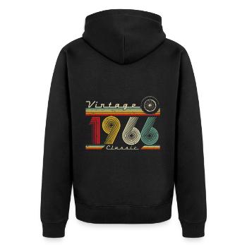 Geboren 1966 1966 Geburtstag geschenk Jahrgang - Unisex Premium Bio Zip Hoodie - Schwarz - Hinten - Nico (187cm)