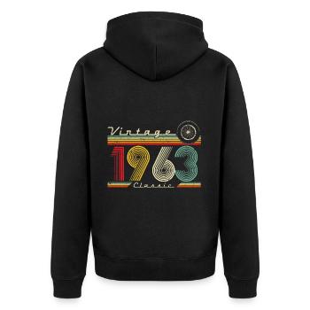 1963 Anniversaire Né En 1963 Rétro Vintage - Veste à capuche bio Premium Unisexe - noir - Dos - Nico (187cm)