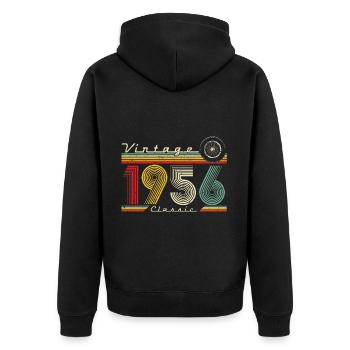 1956 Anniversaire Né En 1956 Rétro Vintage - Veste à capuche bio Premium Unisexe - noir - Dos - Nico (187cm)