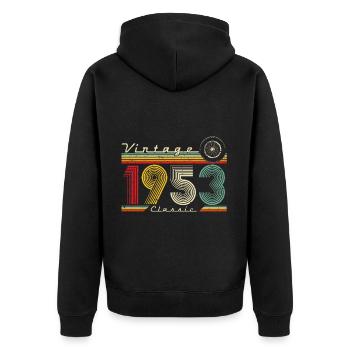 1953 Anniversaire Né En 1953 Rétro Vintage - Veste à capuche bio Premium Unisexe - noir - Dos - Nico (187cm)