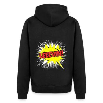 Levin Name Lustige Sprechblase Leeevin! - Unisex Premium Bio Zip Hoodie - Schwarz - Hinten - Nico (187cm)