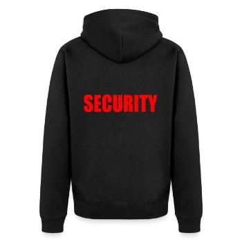 Security - Unisex Premium Organic Zip Hoodie - black - Back - Nico (187cm)