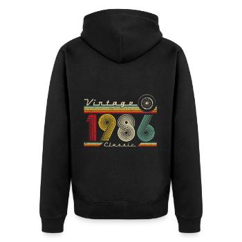 1986 Anniversaire né en 1986 Rétro Vintage - Veste à capuche bio Premium Unisexe - noir - Dos - Nico (187cm)