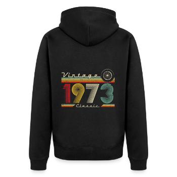 1973 Anniversaire Né En 1973 Rétro Vintage - Veste à capuche bio Premium Unisexe - noir - Dos - Nico (187cm)
