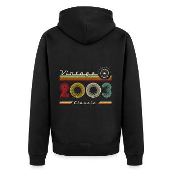 2003 Anniversaire Né En 2003 Rétro Millésime - Veste à capuche bio Premium Unisexe - noir - Dos - Nico (187cm)