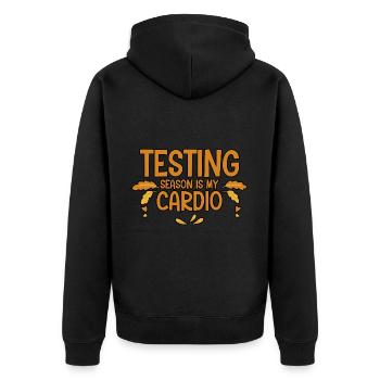 Testing Season Is My Cardio 2 - Unisex Premium Bio Zip Hoodie - Schwarz - Hinten - Nico (187cm)