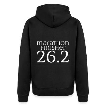 Marathon Finisher 26.2 - Unisex Premium Bio Zip Hoodie - Schwarz - Hinten - Nico (187cm)