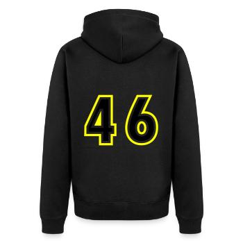 46 Number College - Unisex Premium Organic Zip Hoodie - black - Back - Nico (187cm)