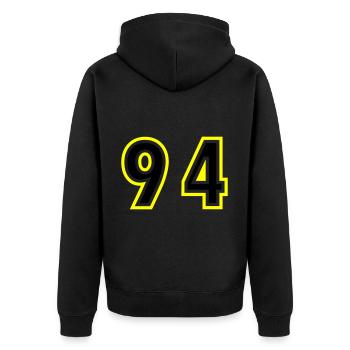 94 Number College - Unisex Premium Organic Zip Hoodie - black - Back - Nico (187cm)