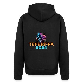 Tenerife 2024 Tour - Unisex Premium Organic Zip Hoodie - black - Back - Nico (187cm)