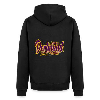 Dortmund - Unisex Premium Organic Zip Hoodie - black - Back - Nico (187cm)