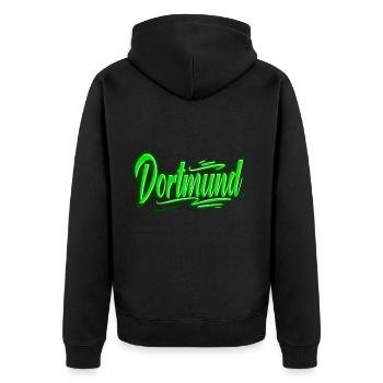 Dortmund - Unisex Premium Organic Zip Hoodie - black - Back - Nico (187cm)