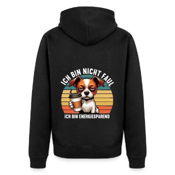 Ich Bin Nicht Faul Jack Russel terrier Jackie - Unisex Premium Bio Zip Hoodie - Schwarz - Hinten - Nico (187cm)