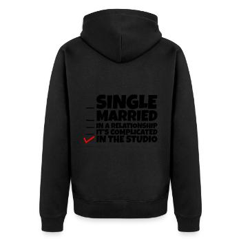 Single, Married, In A Relationship, In The Studio4 - Unisex Premium Bio Zip Hoodie - Schwarz - Hinten - Nico (187cm)