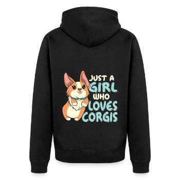 Just A Girl Who Loves Corgis Cute Corgi Dog Lover - Unisex Premium Organic Zip Hoodie - black - Back - Nico (187cm)