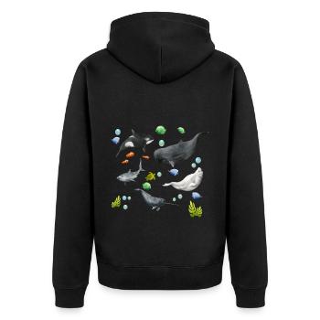 Whales, fish and ocean, water sports, marine animals - Unisex Premium Organic Zip Hoodie - black - Back - Nico (187cm)