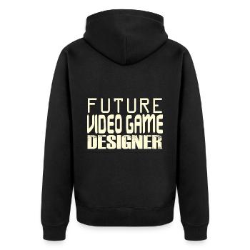 Future Video Game Designer - Unisex Premium Bio Zip Hoodie - Schwarz - Hinten - Nico (187cm)