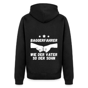 Baggerfahrer Vater Und Sohn Tiefbauer Bagger - Unisex Premium Bio Zip Hoodie - Schwarz - Hinten - Nico (187cm)
