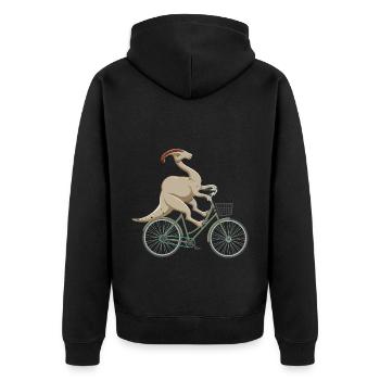 Paläontologie-Lehrer und Parasaurolophus Motif - Unisex Premium Bio Zip Hoodie - Schwarz - Hinten - Nico (187cm)
