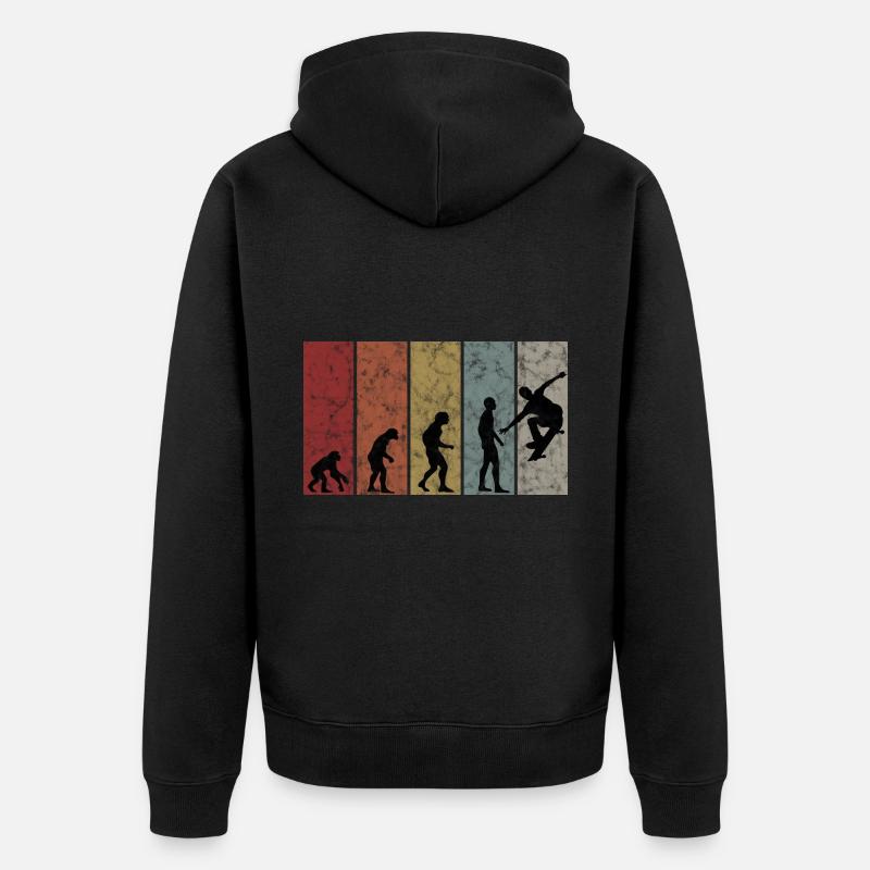 Skateboarder Skateboard Skater Skate Evolution - Unisex Premium Bio Zip Hoodie - Schwarz