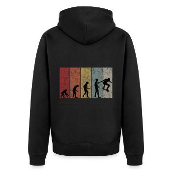 Skateboarder Skateboard Evolution Skate Skateing - Unisex Premium Bio Zip Hoodie - Schwarz - Hinten - Nico (187cm)