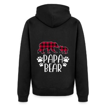 Papa Bear - Unisex Premium Bio Zip Hoodie - Schwarz - Hinten - Nico (187cm)