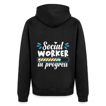 Sozialarbeiterin Frauen - Unisex Premium Bio Zip Hoodie - Schwarz - Hinten - Nico (187cm)