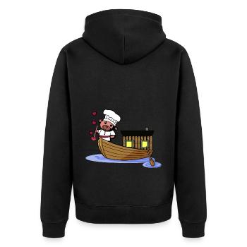 Teddybär Koch Seemann Boot Seefahrer kochen Ahoi - Unisex Premium Bio Zip Hoodie - Schwarz - Hinten - Nico (187cm)