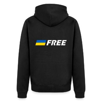 Free ukraine - Unisex Premium Bio Zip Hoodie - Schwarz - Hinten - Nico (187cm)