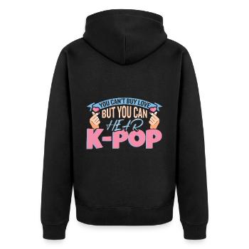 Kpop | Fingerherz | Anime-| Südkorea - Unisex Premium Bio Zip Hoodie - Schwarz - Hinten - Nico (187cm)