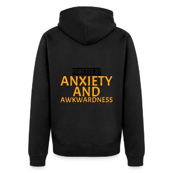 Powered By Anxiety And Awkwardness 4 - Unisex Premium Organic Zip Hoodie - black - Back - Nico (187cm)