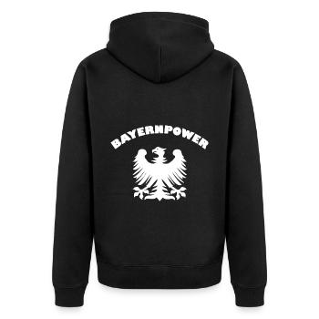 Die Macht aus dem Süden - Unisex Premium Bio Zip Hoodie - Schwarz - Hinten - Nico (187cm)
