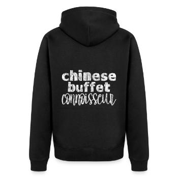 Chinese Buffet Connoisseur 3 - Unisex Premium Bio Zip Hoodie - Schwarz - Hinten - Nico (187cm)