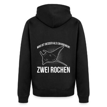Was ist besser als ein Rochen? Zwei Rochen - Unisex Premium Bio Zip Hoodie - Schwarz - Hinten - Nico (187cm)
