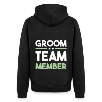 Groom Team - Unisex Premium Bio Zip Hoodie - Schwarz - Hinten - Nico (187cm)