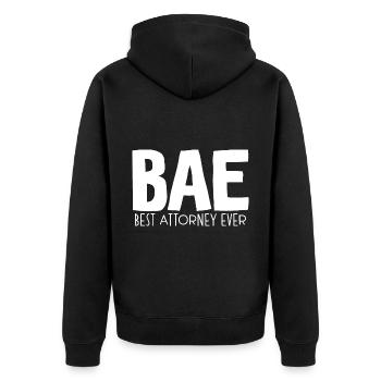 Bae Best Attorney Ever - Unisex Premium Bio Zip Hoodie - Schwarz - Hinten - Nico (187cm)